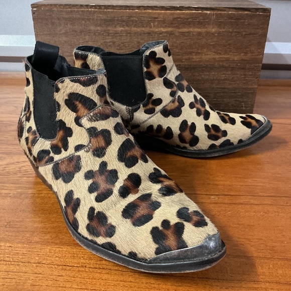 Zadig Voltaire Women Animal Leopard Cheetah Fur Print Chelsea Boot Size 40EU 9US - Picture 1 of 10